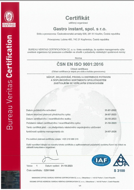 certifikát od 2020